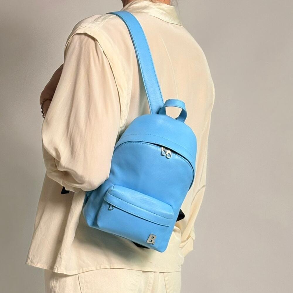 Balenciaga Bag B Logo XXS Soft Backpack Nappa Calf Baby Blue Leather